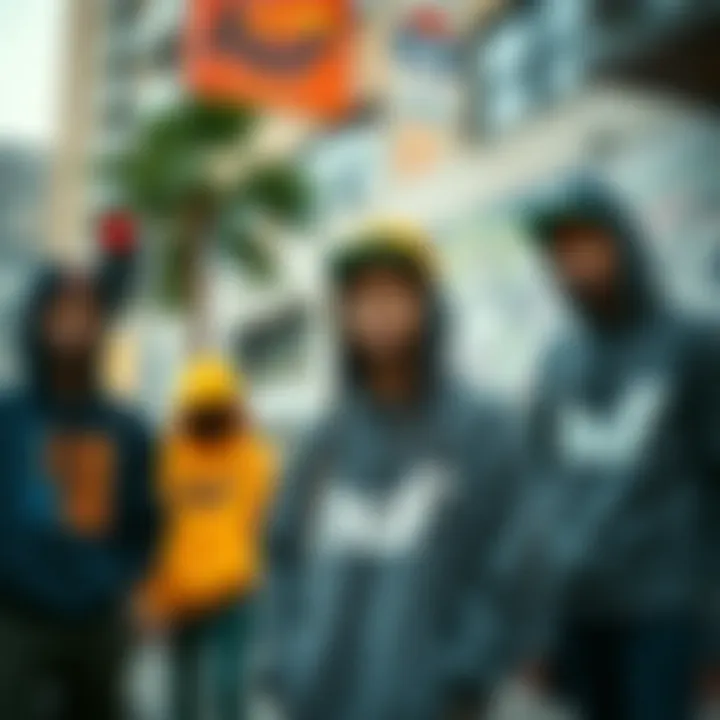 Urban Street Style A street scene showcasing Huf apparel on urban backdrop