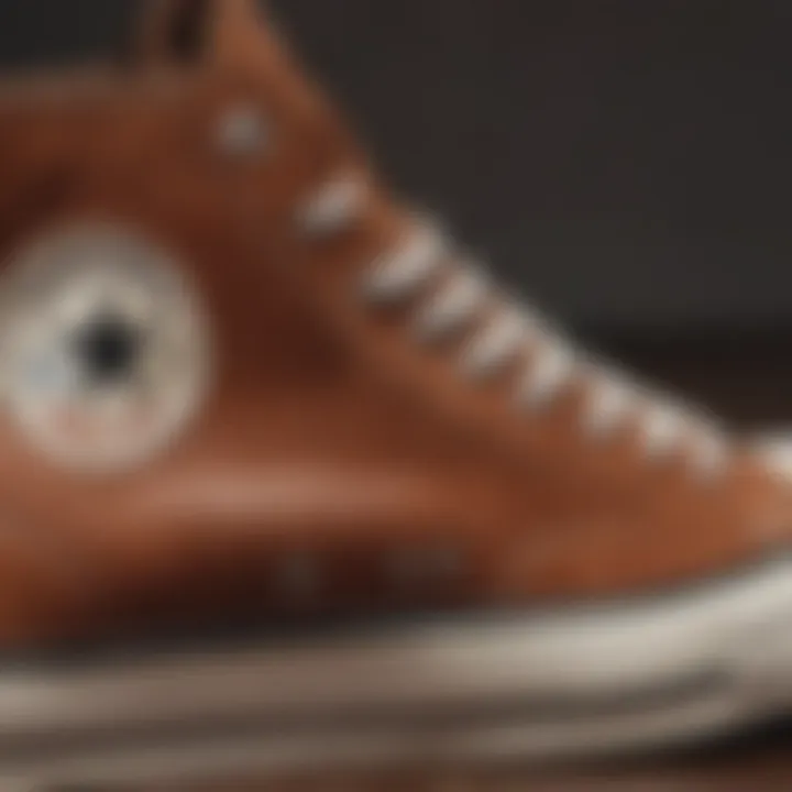 Close-up of leather texture on Converse shoes