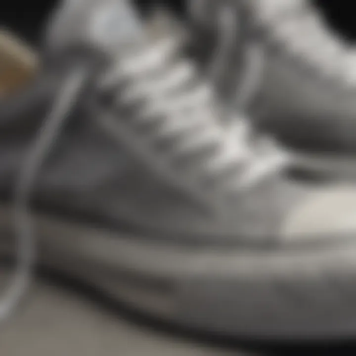 Close-up of grey Converse showcasing material quality and design details