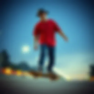 Skateboarding Fashion with Long Tail A skateboarder wearing a long tail t-shirt