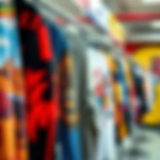 Artistic Display of Printed Long Sleeve Shirts Artistic display of vibrant printed long sleeve shirts