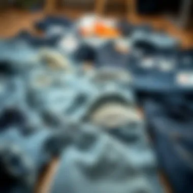 Diverse Styles of Ripped Jeans A selection of various ripped jean styles laid out for comparison