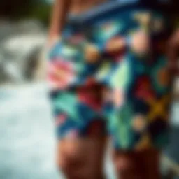 Vibrant board shorts showcasing unique patterns