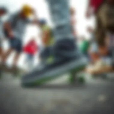 Cultural gathering of skateboarders wearing Volt shoes