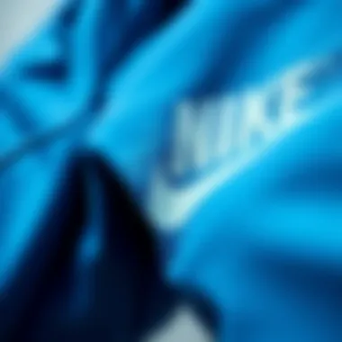 Close-up of Nike blue joggers fabric and texture