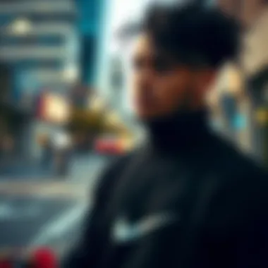 Urban Skate Style with Nike Turtleneck Skateboarder wearing a Nike long sleeve turtleneck in urban setting