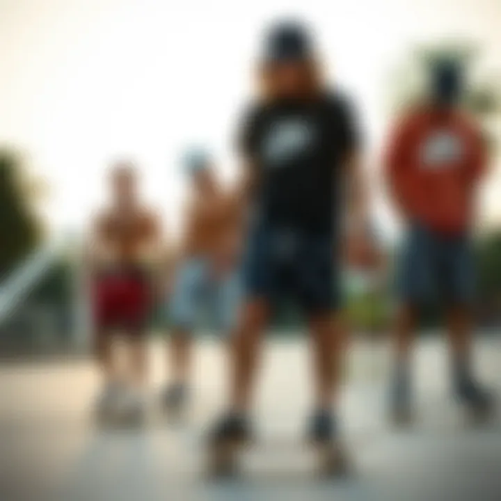 Skateboarders in Nike Lounge Shorts Group of skateboarders wearing Nike lounge shorts