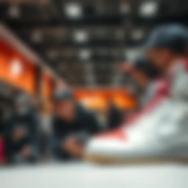 Engaged Customers at Nike Outlet Customers engaging with the brand's offerings in a lively shopping environment.