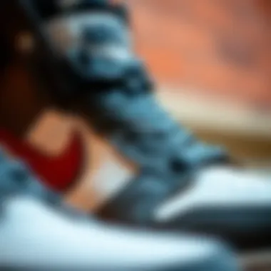 Detailed Features of Nike SB Dunk Mid Close-up of Nike SB Dunk Mid detailing and features