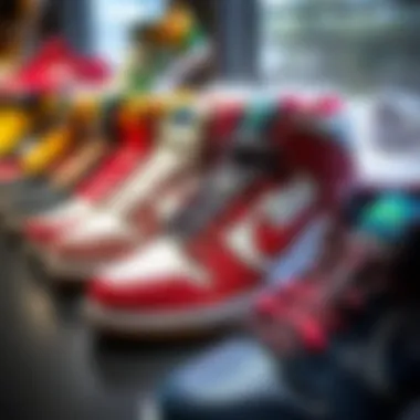 Variety of Colorways of Nike SB Dunk Mid Display of various colorways of Nike SB Dunk Mid available in the market