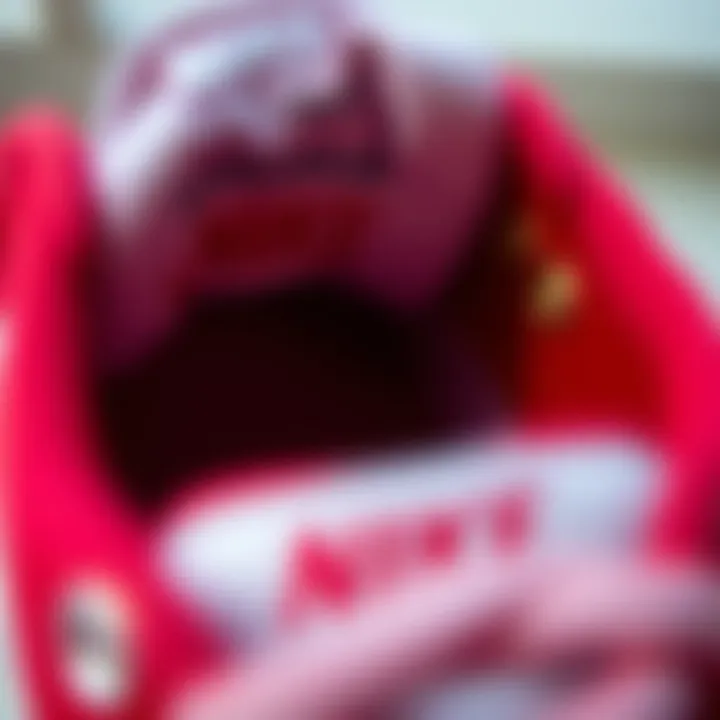 Craftsmanship and Materials of Nike SB Heritage Vulc Red Detailed inner view of the Nike SB Heritage Vulc Red, focusing on craftsmanship and materials used