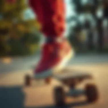 Performance in Action: Nike SB Heritage Vulc Red Nike SB Heritage Vulc Red on a skateboard, highlighting its performance features during use