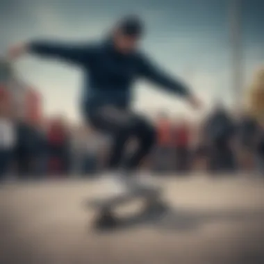 Group of skaters showcasing Nike Club Fleece while performing tricks