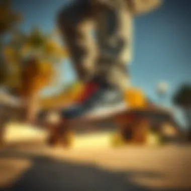 Skateboarder performing tricks while wearing RDBLA shoes