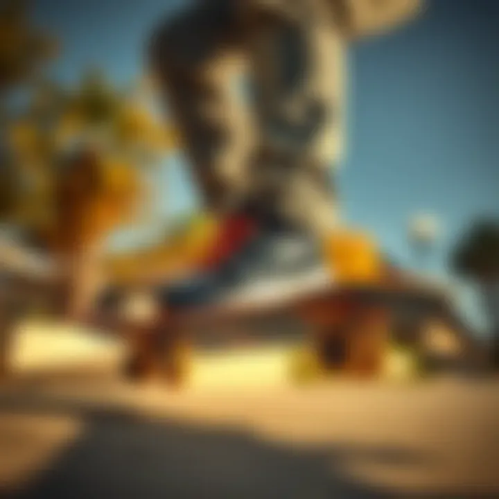 Skateboarder performing tricks while wearing RDBLA shoes