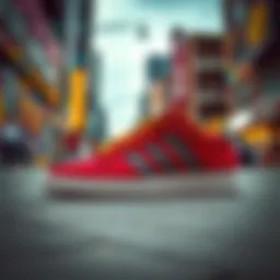 RDBLA shoes showcased on a vibrant urban backdrop