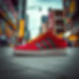 RDBLA Shoes in Urban Setting RDBLA shoes showcased on a vibrant urban backdrop