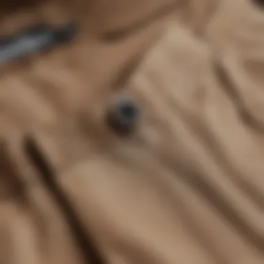 Texture and Detail of Relaxed Chinos Close-up of relaxed chinos showcasing fabric texture