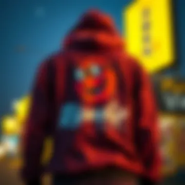 Vibrant Graphics on Ripndip Hoodie A stylish Ripndip hoodie showcasing vibrant graphics