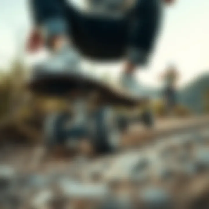 Adventure Awaits: One-Wheel Skateboard on Off-Road Trails Exploring rugged terrain with a one-wheel skateboard