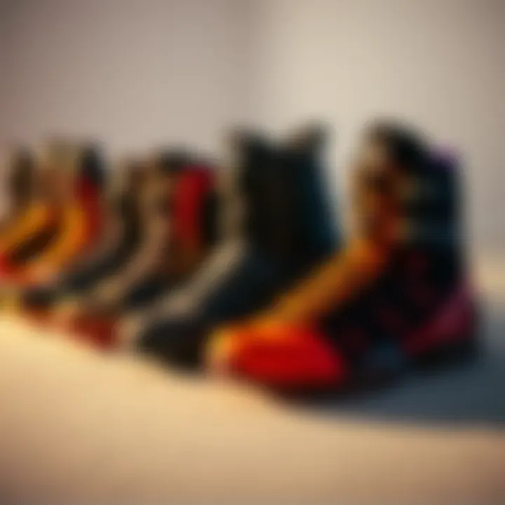 Variety in Salomon Skate Boot Models Diverse range of Salomon skate boots arranged artistically