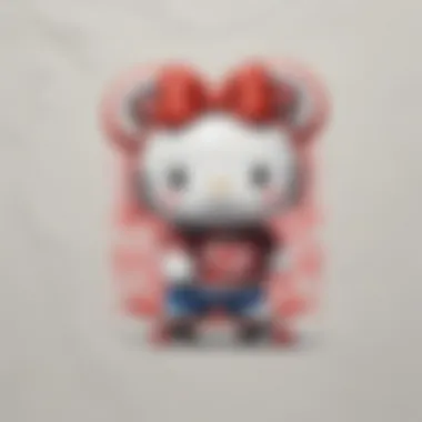 Close-up shot of a unique Sanrio graphic tee featuring iconic characters.