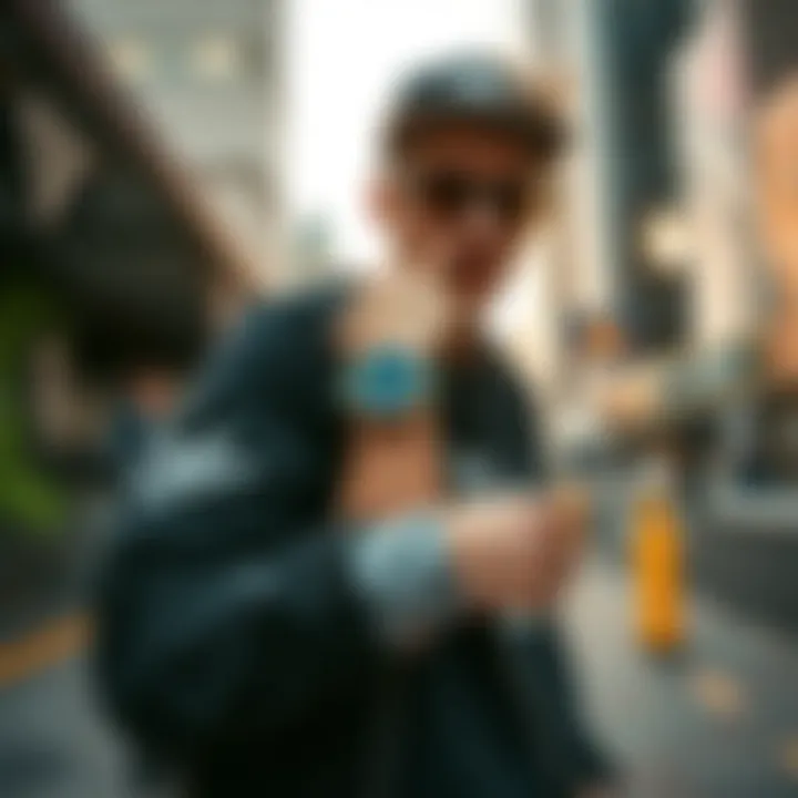 Urban Style with Sentry Chrono Watch A stylish individual wearing the Sentry Chrono Watch in an urban setting