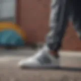 Close-up of Adidas jogger sweat pants showcasing fabric texture and stitching