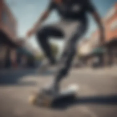 Skateboarder performing tricks while wearing Adidas jogger sweat pants