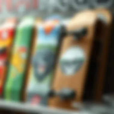 Diverse Designs of Affordable Skateboards Diverse skateboard designs displayed together