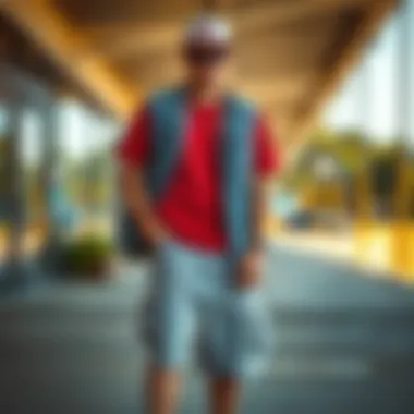 Fashionable Outfit with Spalding Shorts Fashionable casual outfit featuring Spalding shorts paired with trendy accessories