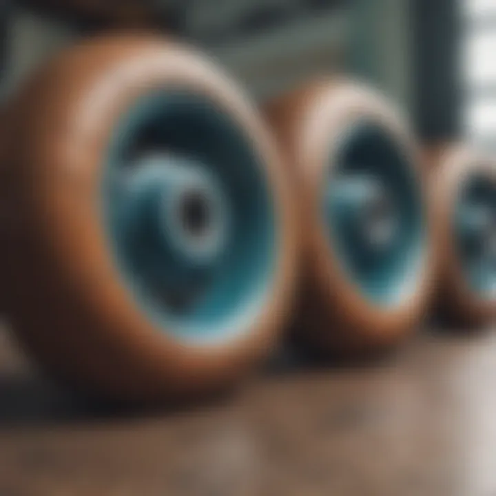 Vintage Spitfire wheels displayed with modern counterparts