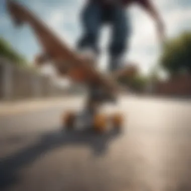 Skateboarder performing tricks using Spitfire 50mm wheels