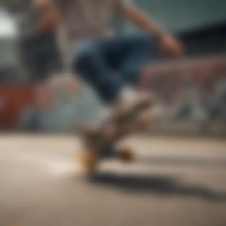 Skateboarding environment emphasizing different styles and wheel impact