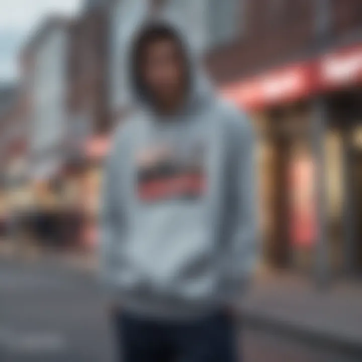 A stylish Supreme hoodie showcased in an urban setting