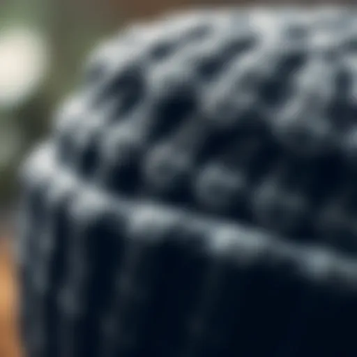 Textured Coal Beanie Patterns Close-up of a textured coal beanie showcasing its unique knit patterns
