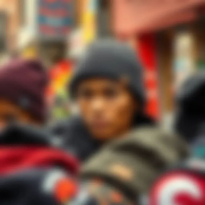 Different Styles of Coal Beanies Various styles of coal beanies displayed in a vibrant urban setting