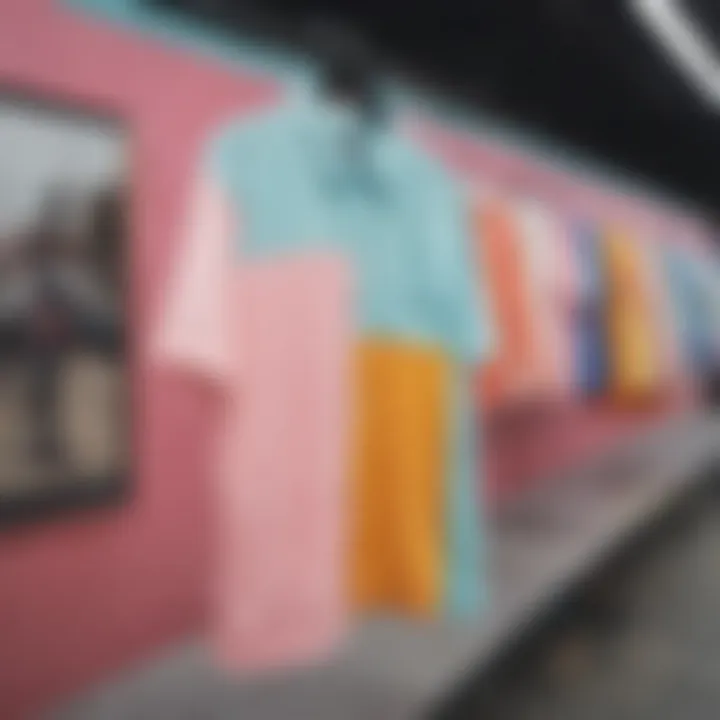 A vibrant color block pastel shirt on display