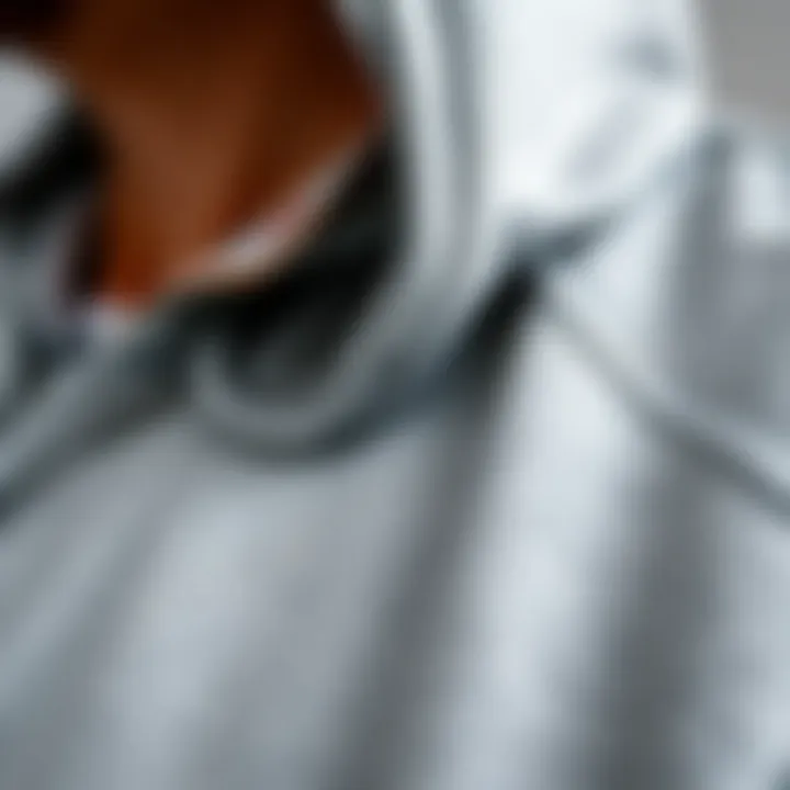 Texture and Quality of Grey Hoodies Close-up of fabric texture and stitching of a grey hoodie