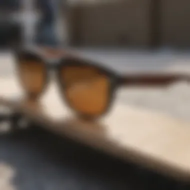 Spy Montana Sunglasses in Skateboarding Stylish Spy Montana sunglasses on a skateboard