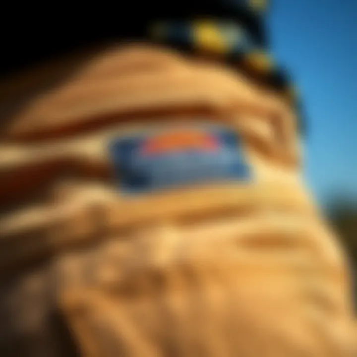 Close-up of tan Dickies fabric showcasing quality