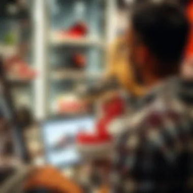 A person browsing platform shoes on an online shopping website