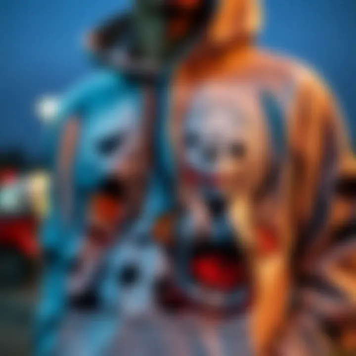 Close-up of a stylish hoodie showcasing unique graphics related to skate culture