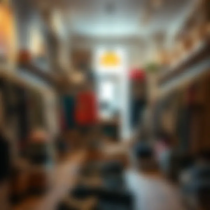 Trendy Sustainable Fashion Store An interior view of a trendy brick-and-mortar store focused on sustainable fashion