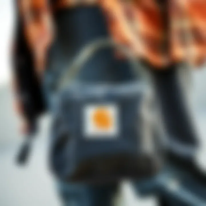 Close-up of the durable material of the Carhartt pouch