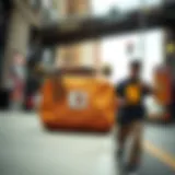 Carhartt pouch displayed in an urban setting