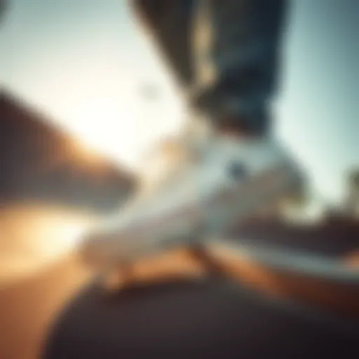 Dynamic shot of Converse Low Star in action on a skate ramp