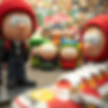 A vibrant collage of South Park characters and Vans branding.