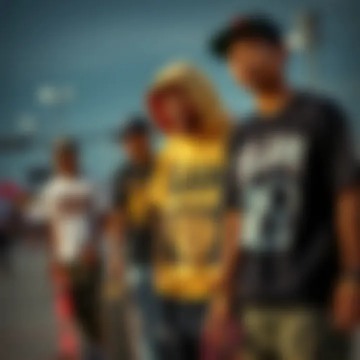 Diverse Styles of Slam Magazine Tees in Skate Culture Group of skaters wearing Slam Magazine tees showcasing diverse styles