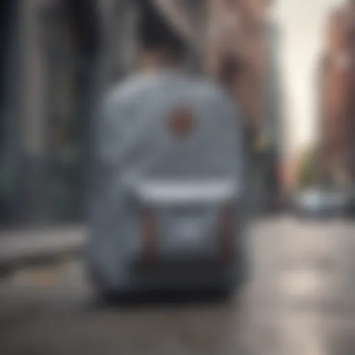 Herschel grey backpack in an urban setting